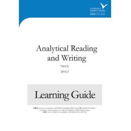Learning Guide - Analytical Reading & Writing (700131) - The College Term 3 2015