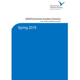 Learning Guide - Advanced Analytical Chemistry (300925) - Spring 2015