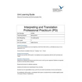 Learning Guide - A7456 - Interpreting & Translation Professional Practicum (PG) - Spring 2015