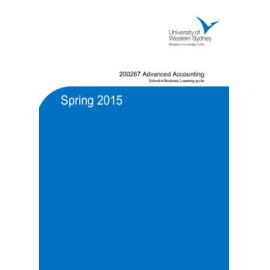 Learning Guide - Advanced Accounting (200267) - Spring 2015