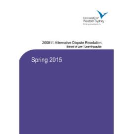 Learning Guide - Alternative Dispute Resolution (200811) - Spring 2015