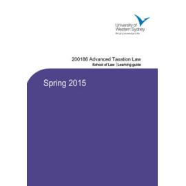 Learning Guide - Advanced Taxation Law (200186) - Spring 2015
