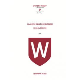Learning Guide - Academic Skills for Business (700248/900098) - The College 2017