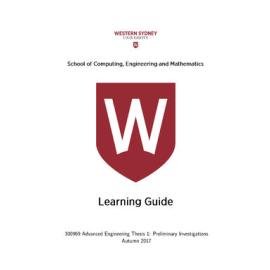 Learning Guide - Advanced Engineering Thesis 1: Preliminary Investigations (300969) - Autumn 2017