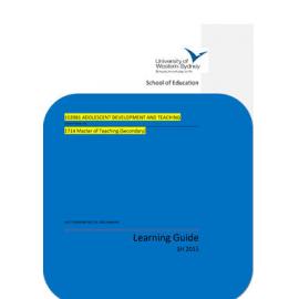 Learning Guide - Adolescent Development & Teaching (102081) - 1H 2015