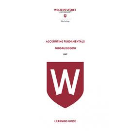 Learning Guide - Accounting Fundamentals (700046/900010) - The College 2017
