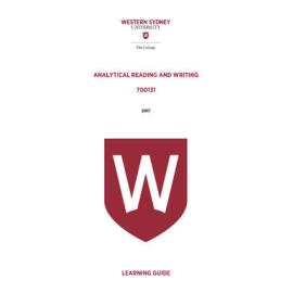 Learning Guide - Analytical Reading & Writing (700131) - The College 2017