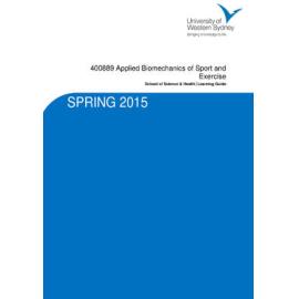Learning Guide - Applied Biomechanics of Sport & Exercise (400889) - Spring 2015