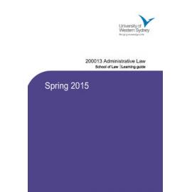Learning Guide - Administrative Law (200013) - Spring 2015