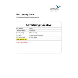 Learning Guide - Advertising Creative (100552) - Spring 2015