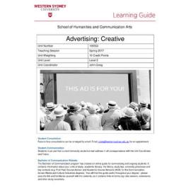 Learning Guide - Advertising: Creative (100552) - Spring 2017