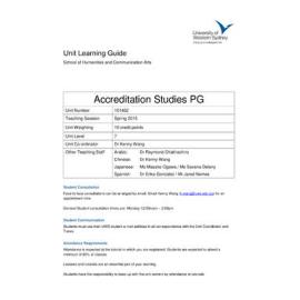 Learning Guide - Accreditation Studies PG (101482) - Spring 2015