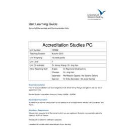 Learning Guide - Accreditation Studies PG (101482) - Autumn 2015
