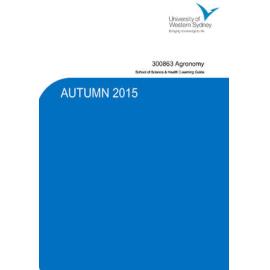 Learning Guide - Agronomy (300863) - Autumn 2015