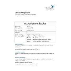 Learning Guide - Accreditation Studies (UG) (101943) - Autumn 2015