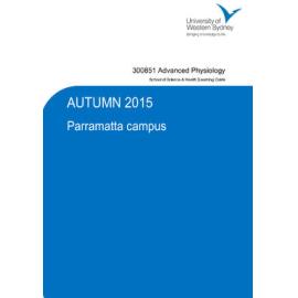 Learning Guide - Advanced Physiology (300851) - Autumn 2015