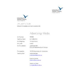 Learning Guide - Advertising: Media (101034) - Autumn 2015