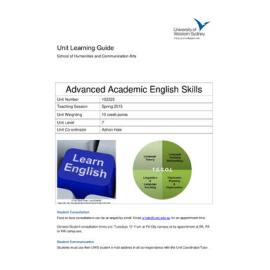 Learning Guide - Advanced Academic English Skills (102325) - Spring 2015