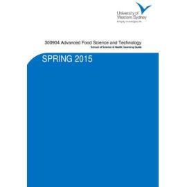 Learning Guide - Advanced Food Science and Technology (300904) - Spring 2015