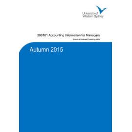Learning Guide - Accounting Information for Managers (200101) - Autumn 2015