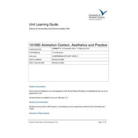 Learning Guide - Animation Context, Aesthetics & Practice (101995) - Summer A 2014-2015
