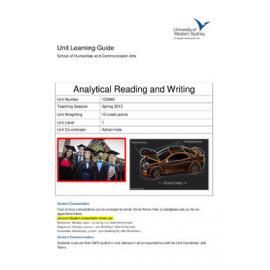 Learning Guide - Analytical Reading and Writing (100846) - Spring 2015
