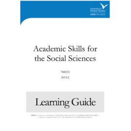 Learning Guide - Academic Skills for the Social Sciences (700233) - 2015