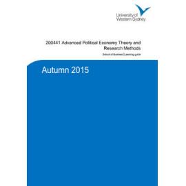 Learning Guide - Advanced Political Economy Theory & Research Methods (200441) - Autumn 2015