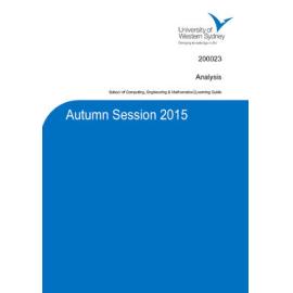 Learning Guide - Analysis (200023) - Autumn 2015