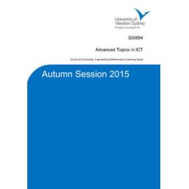Learning Guide - Advanced Topics in ICT (300694) - Autumn 2015