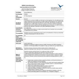 Learning Guide & Unit Outline - 300564 - Animal Behaviour - Autumn 2015