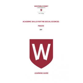 Learning Guide - Academic Skills for the Social Sciences (700233) - The College 2017