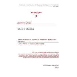 Learning Guide - Aboriginal & Culturally Responsive Pedagogies (102085) - 2H 2017