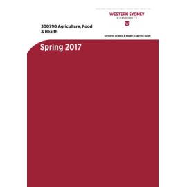 Learning Guide - Agriculture, Food & Health (300790) - Spring 2017