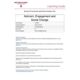 Learning Guide - Activism, Engagement & Social Change (101981) - Autumn 2017