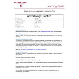 Learning Guide - Advertising Creative (100552) - Autumn 2017