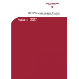 Learning Guide - Advanced Inorganic Chemistry (300907) - Autumn 2017