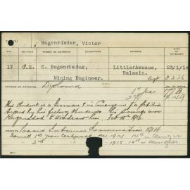 BOGENRIEDER, Victor Samuel (Hawkesbury Diploma of Agriculture (HDA) - First and Second year certificates only)