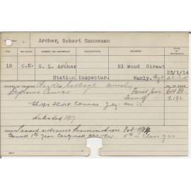 ARCHER, Robert Sandeman (First Year Certificate - Agriculture & Short Course - Shops)