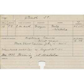 BATH, Thomas Charles (Hawkesbury Diploma of Agriculture (HDA) (First Year Certificate))