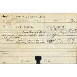 CARSON, Henry William (Short Course - Piggery & Orchard)