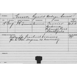 GUNN, Reginald Montagu Cairns (Practical Training)