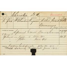 CHRISTIE, DM (Special Course - Plots, Piggery, Dairy, Cheese Making)