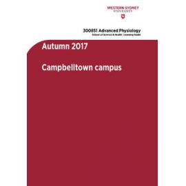 Learning Guide - Advanced Physiology (300851) - Autumn 2017