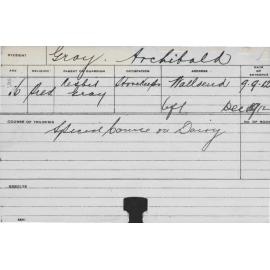 GRAY, Archibald (Special Course - Dairy)