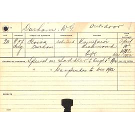 DURHAM, WG (Special course - Carpenter and Saddlery)