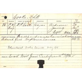 COOKE, ESW (Certificate - First year)