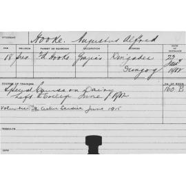 HOOKE, Augustus Alfred (Special Course - Dairy)