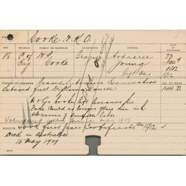 COOKE, HKO (Knox) (Certificate - First year)