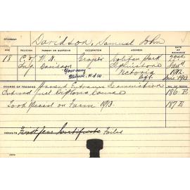 DAVIDSON, Samuel John (Special course - Farm)